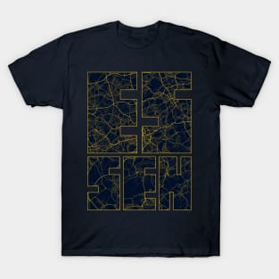 Essen, Germany City Map Typography - Gold Art Deco T-Shirt